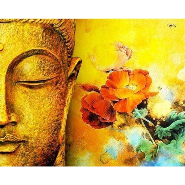 paint by numbers | Face of Buddha and Flowers | advanced flowers portrait religion | FiguredArt