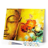 paint by numbers | Face of Buddha and Flowers | advanced flowers portrait religion | FiguredArt