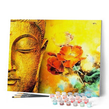 Load image into Gallery viewer, paint by numbers | Face of Buddha and Flowers | advanced flowers portrait religion | FiguredArt