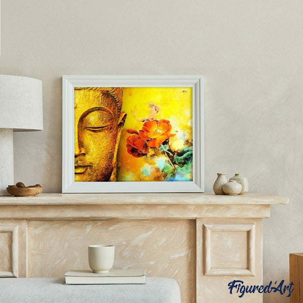 paint by numbers | Face of Buddha and Flowers | advanced flowers portrait religion | FiguredArt