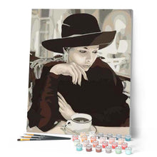 Load image into Gallery viewer, paint by numbers | Elegant Women and Coffee Mug | animals beginners easy elephants portrait | FiguredArt