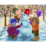 paint by numbers | Christmas with Three Children Playing in The Snow | christmas easy kids | FiguredArt