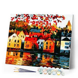 paint by numbers | Quiet city near the River | cities easy | FiguredArt