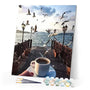 paint by numbers | Coffee and Seagulls at waterfront | intermediate landscapes | FiguredArt
