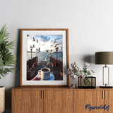 paint by numbers | Coffee and Seagulls at waterfront | intermediate landscapes | FiguredArt