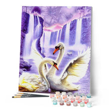 Load image into Gallery viewer, paint by numbers | Romantic Swans | advanced animals birds swans | FiguredArt