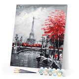 paint by numbers | Eiffel Tower and Red Touch | cities intermediate | FiguredArt