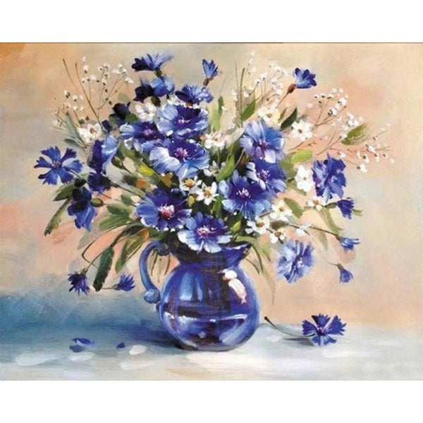 paint by numbers | Blue Vase with Sapphire | advanced flowers | FiguredArt
