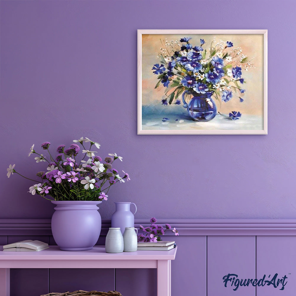 paint by numbers | Blue Vase with Sapphire | advanced flowers | FiguredArt