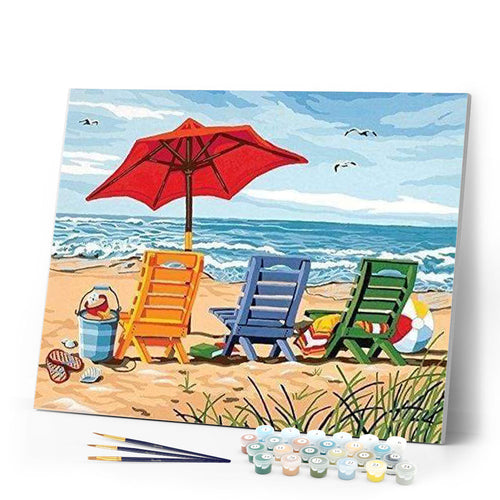 paint by numbers | Beach Chairs | easy landscapes | FiguredArt