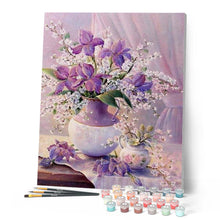 Load image into Gallery viewer, paint by numbers | Elegant Purple Vase | advanced animals elephants flowers | FiguredArt