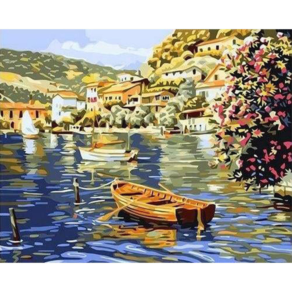 paint by numbers | Lake during Summer | intermediate landscapes ships and boats | FiguredArt