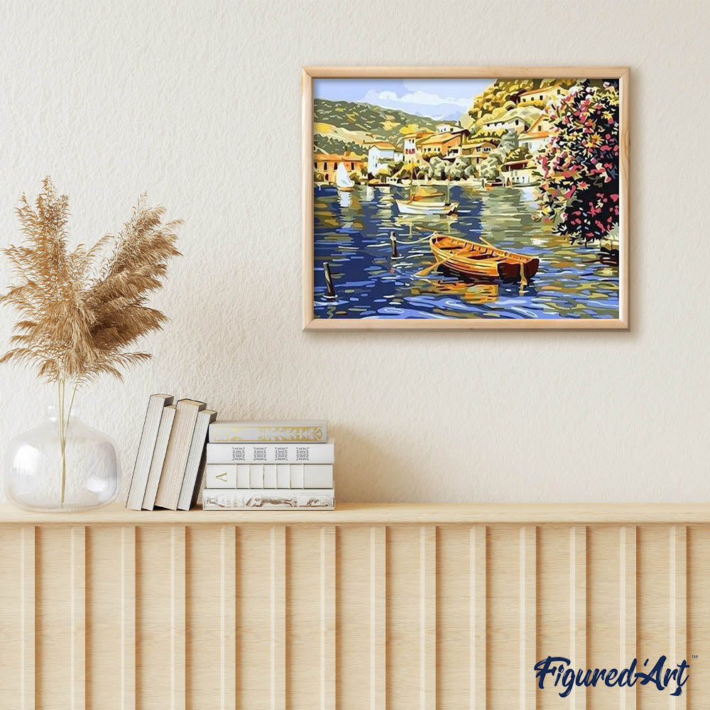 paint by numbers | Lake during Summer | intermediate landscapes ships and boats | FiguredArt