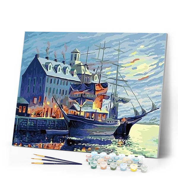 paint by numbers | Ship ready to leave | easy ships and boats | FiguredArt