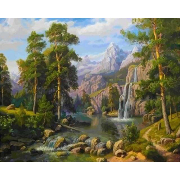 paint by numbers | Waterfalls in the forest | intermediate landscapes | FiguredArt
