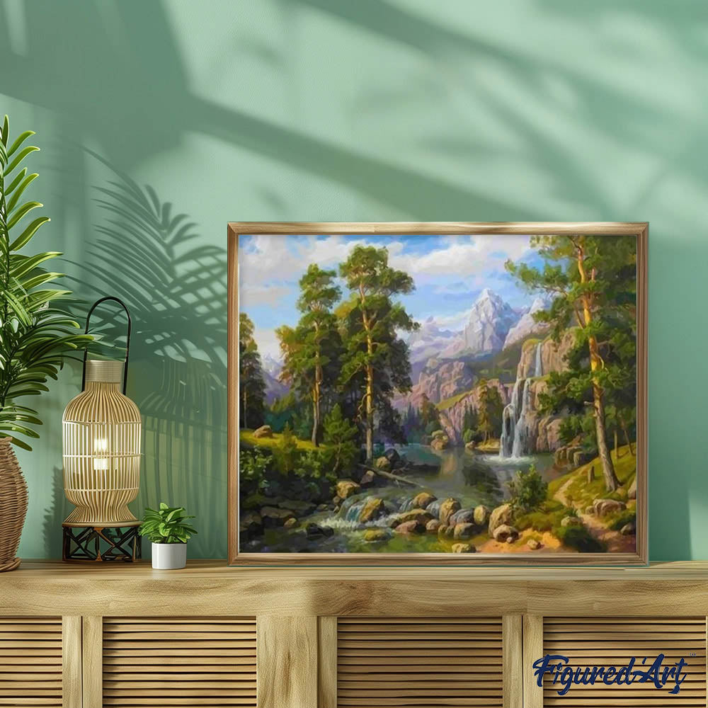 paint by numbers | Waterfalls in the forest | intermediate landscapes | FiguredArt
