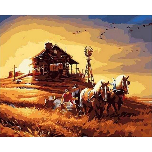 paint by numbers | Horses in Mississippi Ranch | animals easy landscapes | FiguredArt