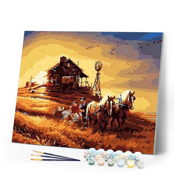 paint by numbers | Horses in Mississippi Ranch | animals easy landscapes | FiguredArt