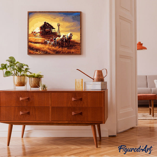 paint by numbers | Horses in Mississippi Ranch | animals easy landscapes | FiguredArt