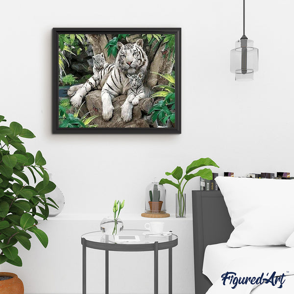 paint by numbers | White Tiger family | animals intermediate tigers | FiguredArt