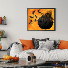 Load image into Gallery viewer, paint by numbers | Black pumpkin and Bats | easy halloween | FiguredArt