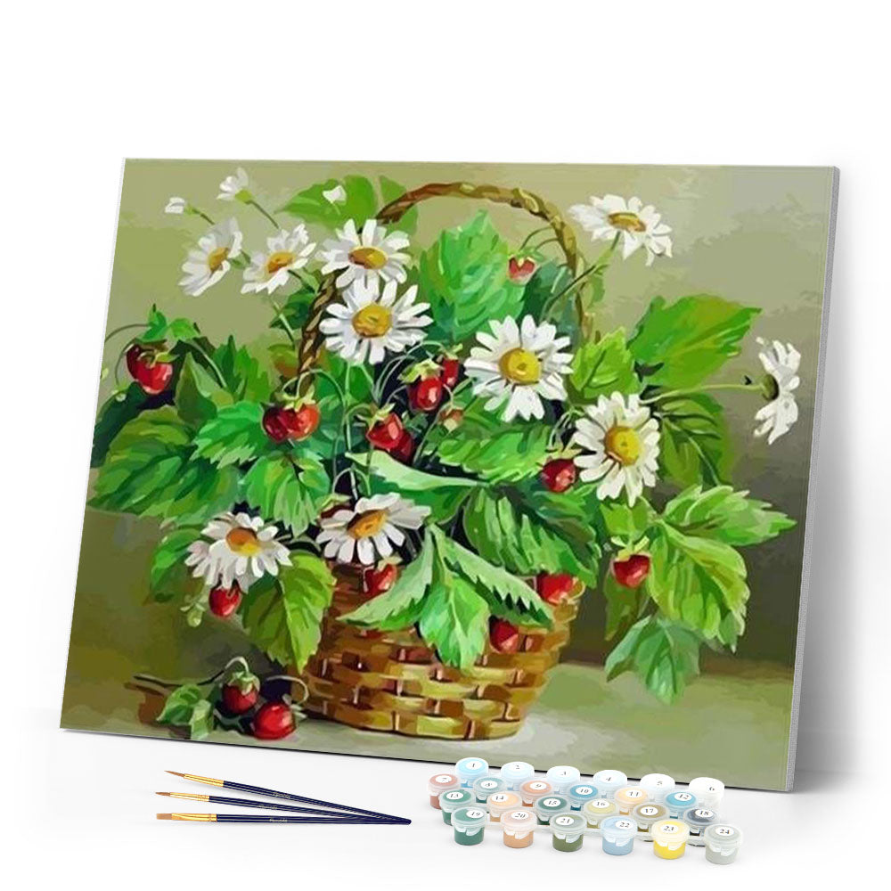 paint by numbers | Daisies and small cherries | easy flowers | FiguredArt