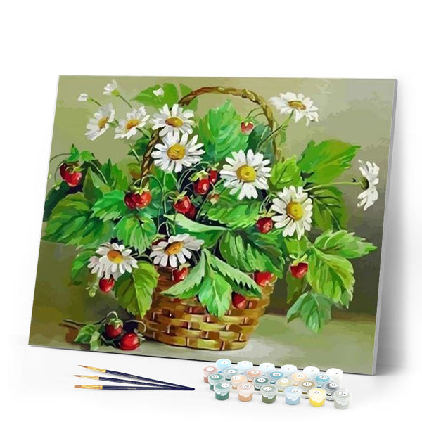 paint by numbers | Daisies and small cherries | easy flowers | FiguredArt