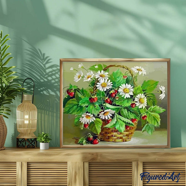 paint by numbers | Daisies and small cherries | easy flowers | FiguredArt