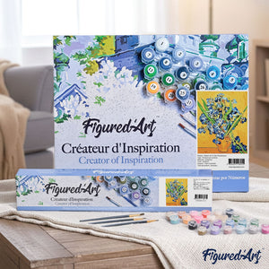 Figured'Art Peinture par Numéro Adulte avec Cadre - 40x50cm Toile tendue sur Châssis - Kit Loisir Créatif Détente - Déco DIY - Van Gogh nuit étoilée Rhône