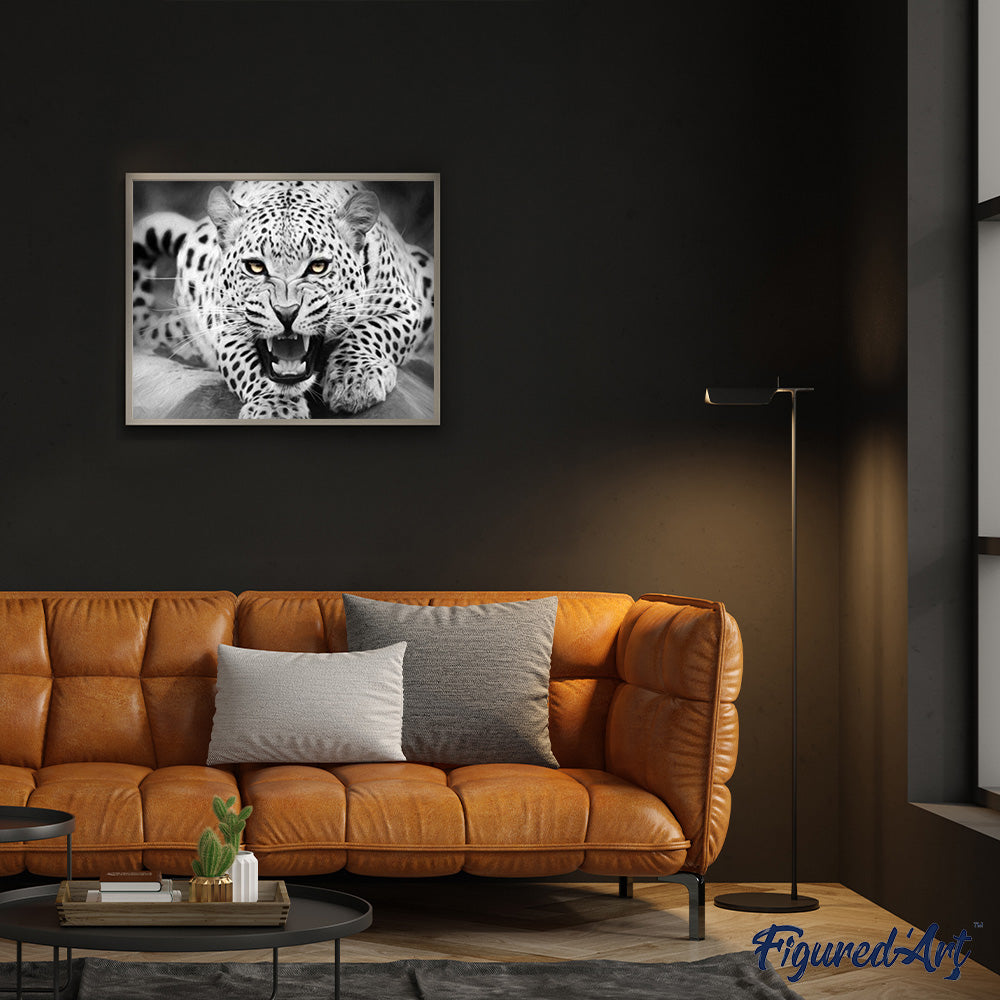 paint by numbers | Leopard Black And White | animals intermediate leopards | FiguredArt