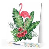 paint by numbers | Pink Flamingo and Flowers | birds easy flamingos flowers | FiguredArt