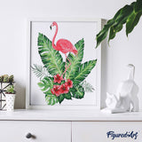paint by numbers | Pink Flamingo and Flowers | birds easy flamingos flowers | FiguredArt