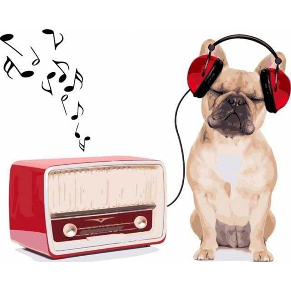 paint by numbers | Dog Listening to Music | animals dogs easy | FiguredArt