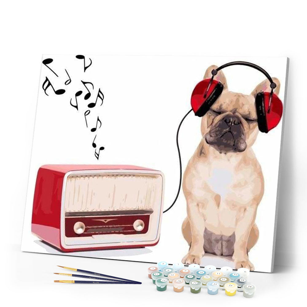 paint by numbers | Dog Listening to Music | animals dogs easy | FiguredArt