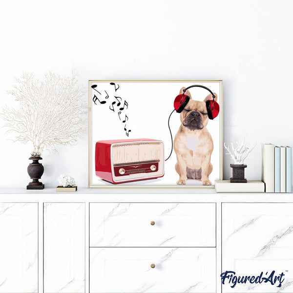 paint by numbers | Dog Listening to Music | animals dogs easy | FiguredArt