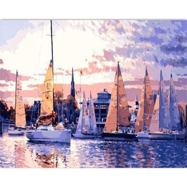 paint by numbers | Marina Bay | intermediate ships and boats | FiguredArt