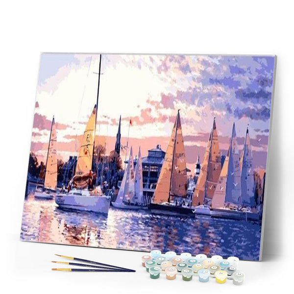 paint by numbers | Marina Bay | intermediate ships and boats | FiguredArt