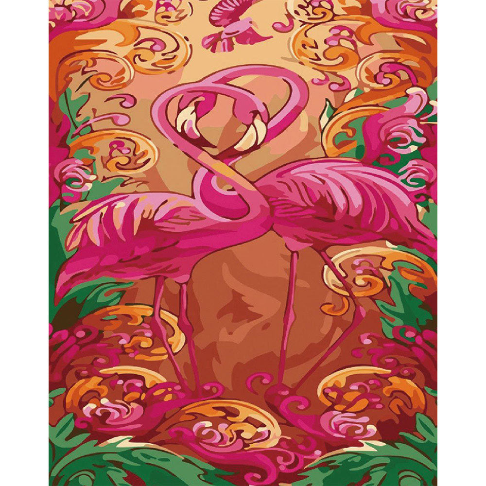 paint by numbers | Pink flamingos | animals birds flamingos intermediate | FiguredArt
