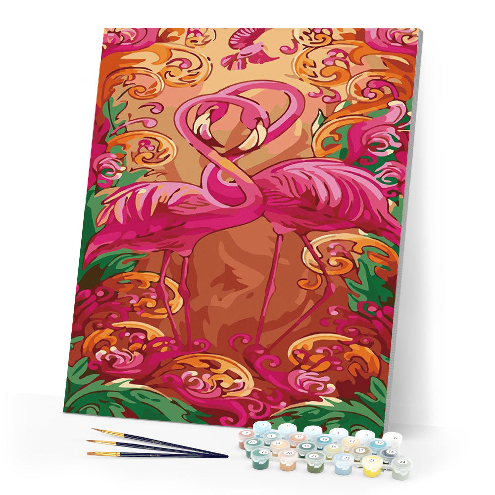 paint by numbers | Pink flamingos | animals birds flamingos intermediate | FiguredArt