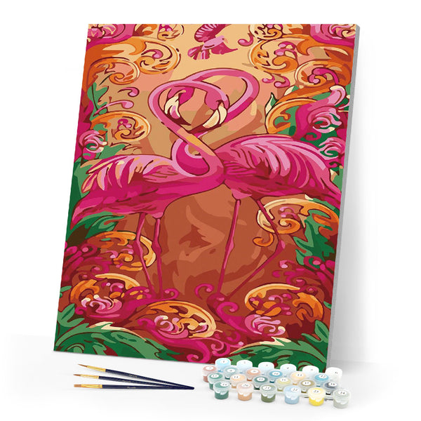 paint by numbers | Pink flamingos | animals birds flamingos intermediate | FiguredArt