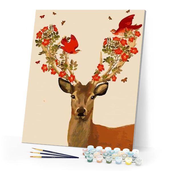 paint by numbers | Deer and Birds | animals deer easy | FiguredArt