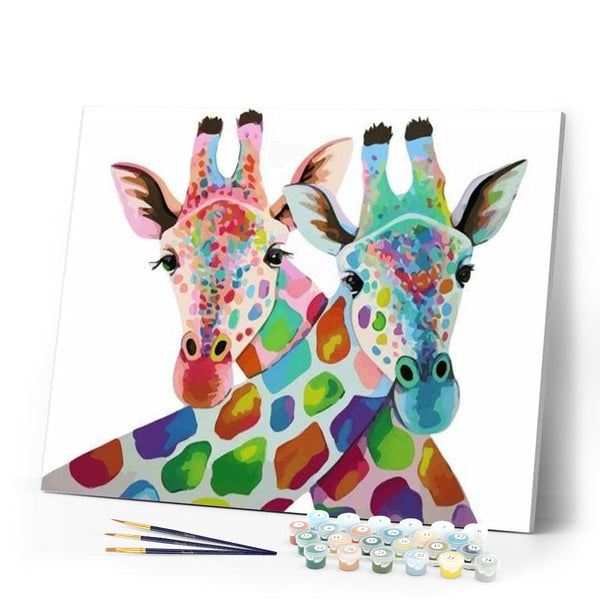 paint by numbers | Couple of Giraffes | animals easy Pop Art | FiguredArt