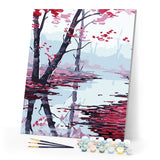 paint by numbers | Red Maple Leaves | easy landscapes | FiguredArt