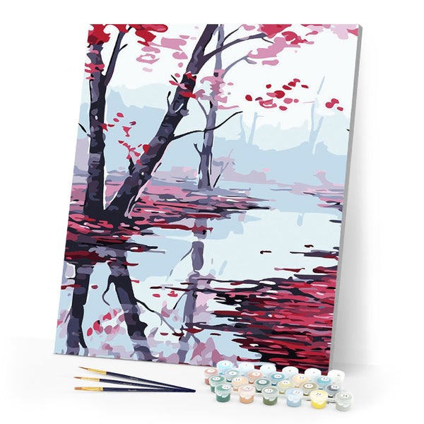 paint by numbers | Red Maple Leaves | easy landscapes | FiguredArt