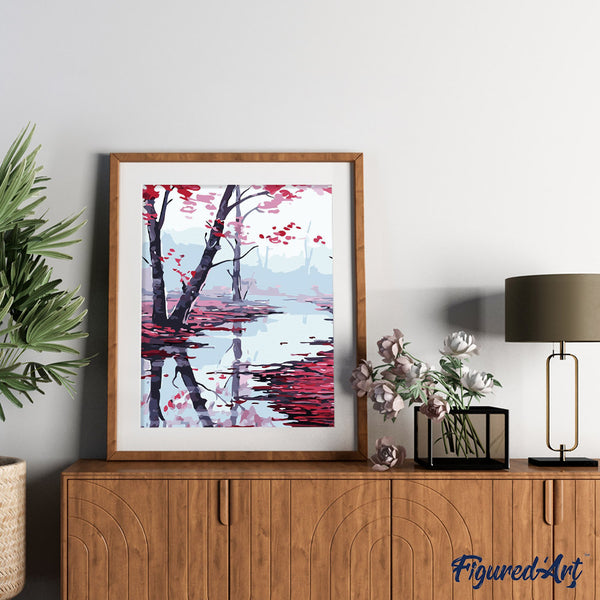 paint by numbers | Red Maple Leaves | easy landscapes | FiguredArt