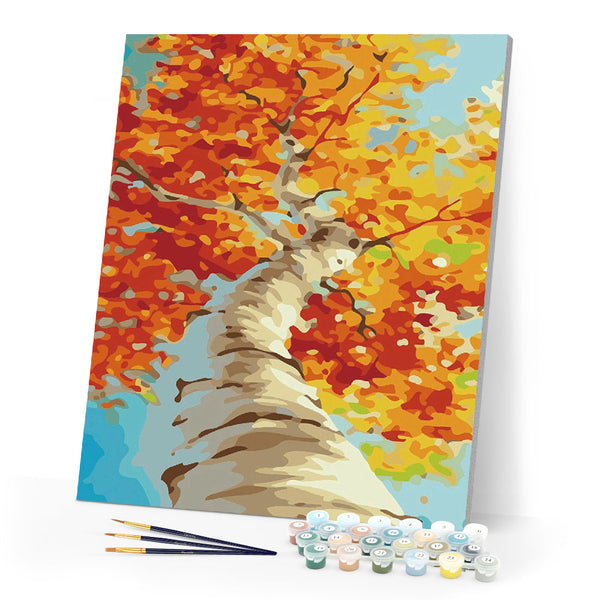 paint by numbers | Poplar In Autumn | easy landscapes | FiguredArt