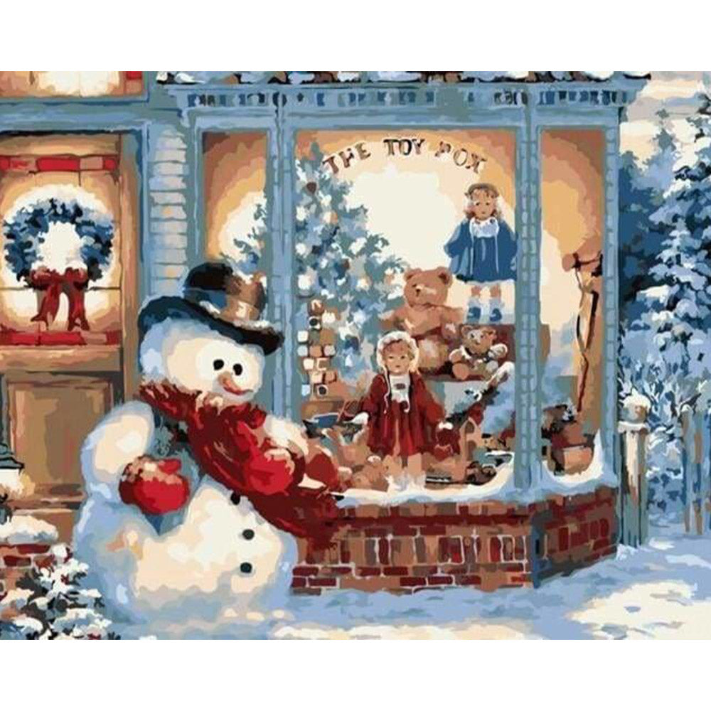 paint by numbers | Snowman and Store | christmas intermediate | FiguredArt