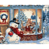 paint by numbers | Snowman and Store | christmas intermediate | FiguredArt