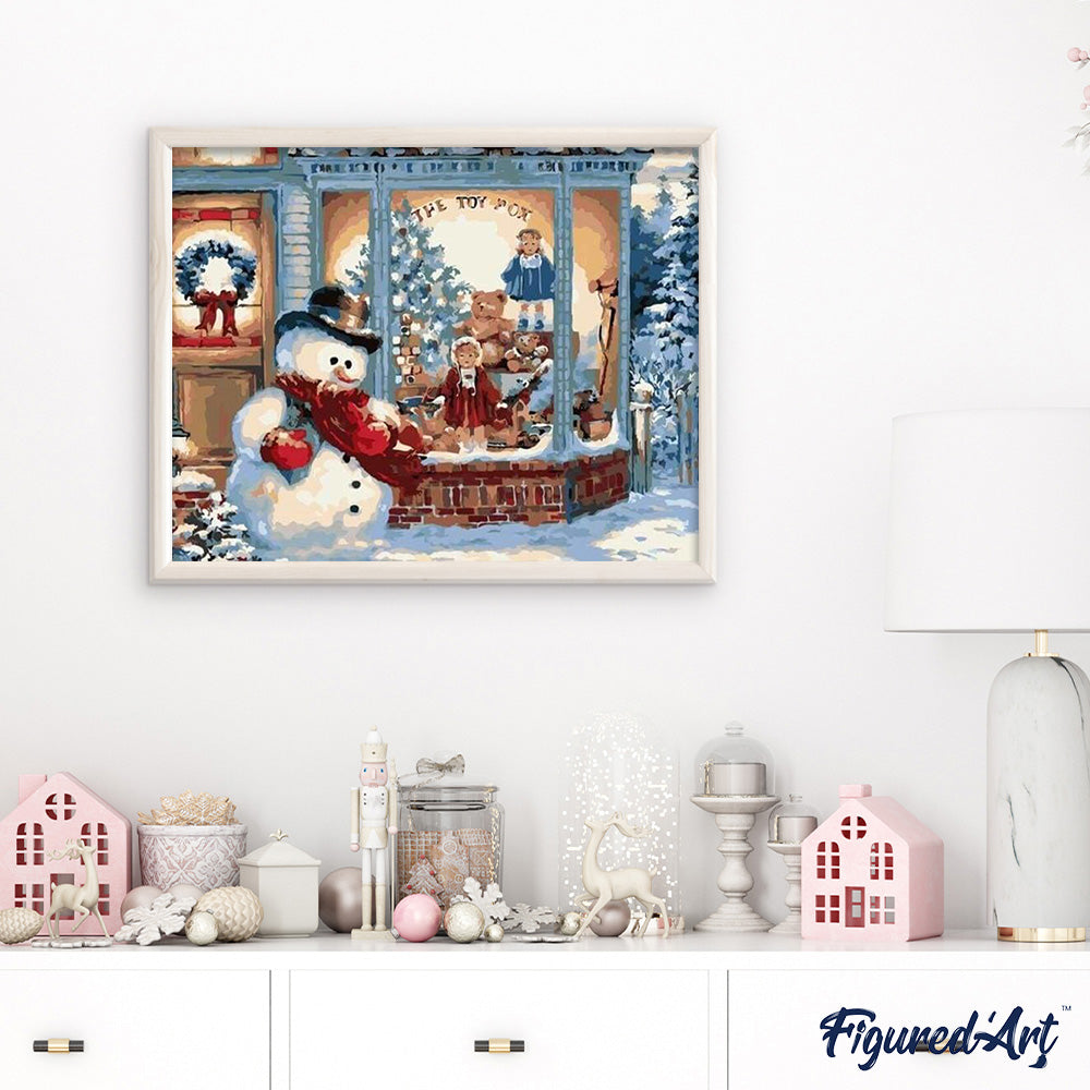 paint by numbers | Snowman and Store | christmas intermediate | FiguredArt