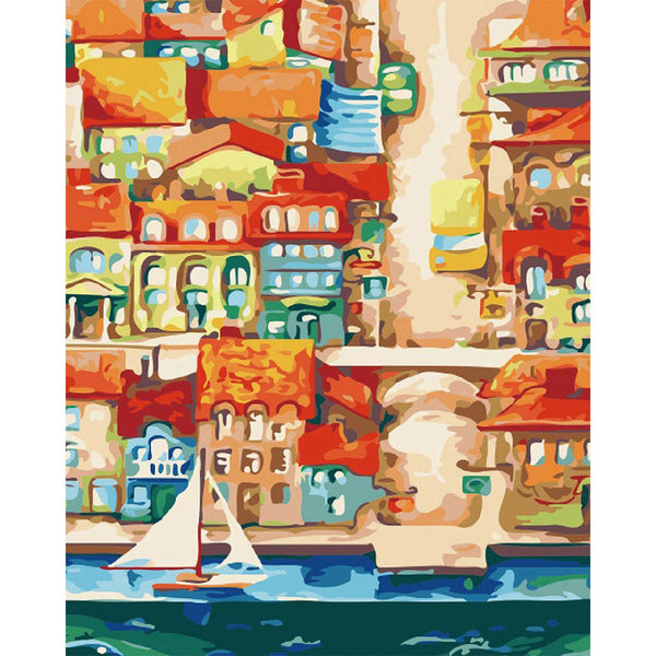paint by numbers | Abstract Beachfront | cities intermediate | FiguredArt